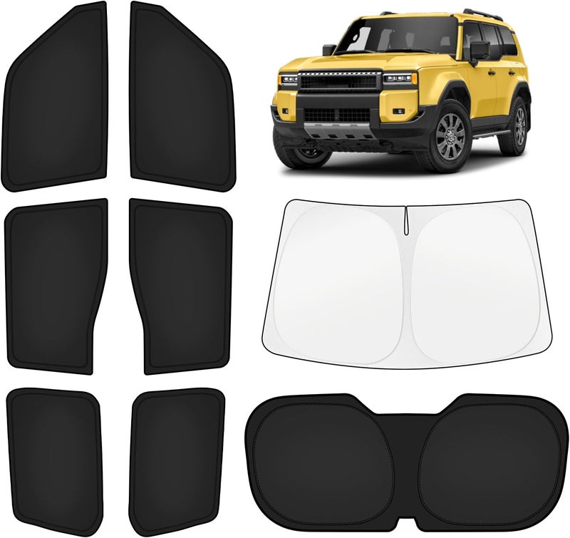 KUST Car Window Shades for Toyota Land Cruiser Prado 250 2024-2025 2026 Windshield Sun Shade Side Window Cover UV Block Privacy Protection Accessories for Camping Blackout Rear Back Full Set 8PCS - Image 1